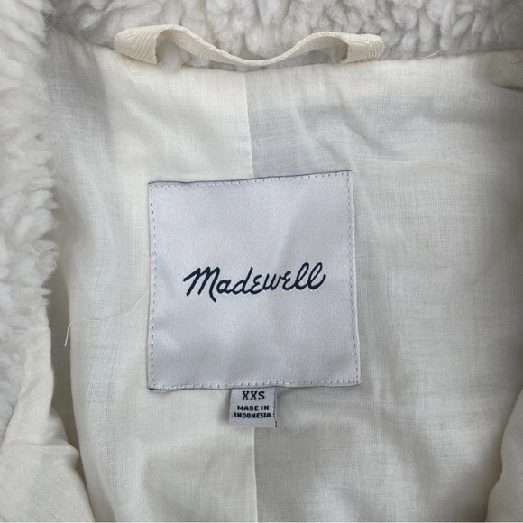 Madewell Faux Shearling Vest NG663 XXS Olive Green Trim Pockets Fall Winter Cozy - Picture 9 of 12